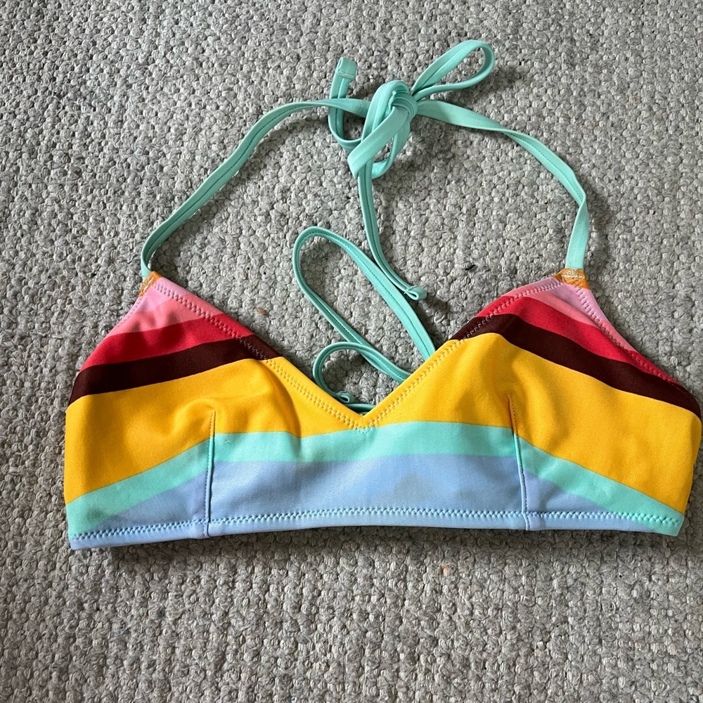 Rainbow striped aerie bikini top